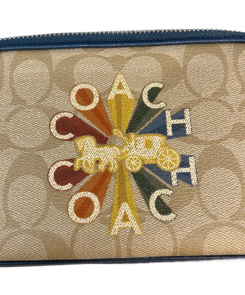 COACH（コーチ）COACH (コーチ) ラディアルレインボー PVCショルダーバッグ ベージュ×ネイビーの古着・服飾アイテム