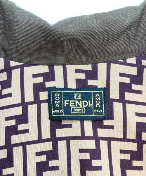 FENDI JEANS（フェンディ ジーンズ）FENDI jeans (フェンディ ジーンズ) ロゴ刺繍ジップアップブルゾン ブラウン サイズ:SIZE Freeの古着・服飾アイテム