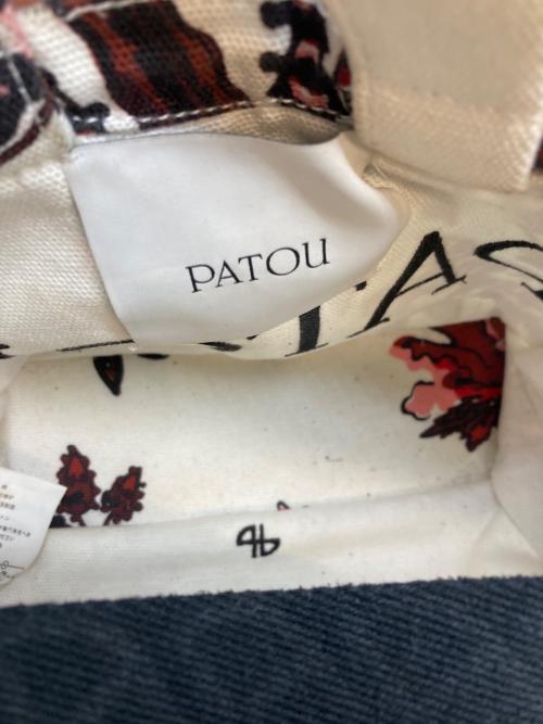 patou（パトゥ）Patou (パトゥ) フラワープリントキャンバストートバッグ ホワイト×レッドの古着・服飾アイテム