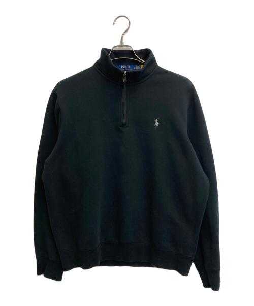 POLO RALPH LAUREN（ポロ・ラルフローレン）POLO RALPH LAUREN (ポロ・ラルフローレン) ハーフジップスウェット ブラック サイズ:SIZE Lの古着・服飾アイテム