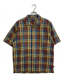 stussy（ステューシー）の古着「紺タグ　オープンカラーチェックシャツ」｜ブラウン×イエロー
