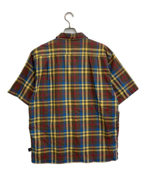 stussy（ステューシー）stussy (ステューシー) 紺タグ　オープンカラーチェックシャツ ブラウン×イエロー サイズ:SIZE Lの古着・服飾アイテム