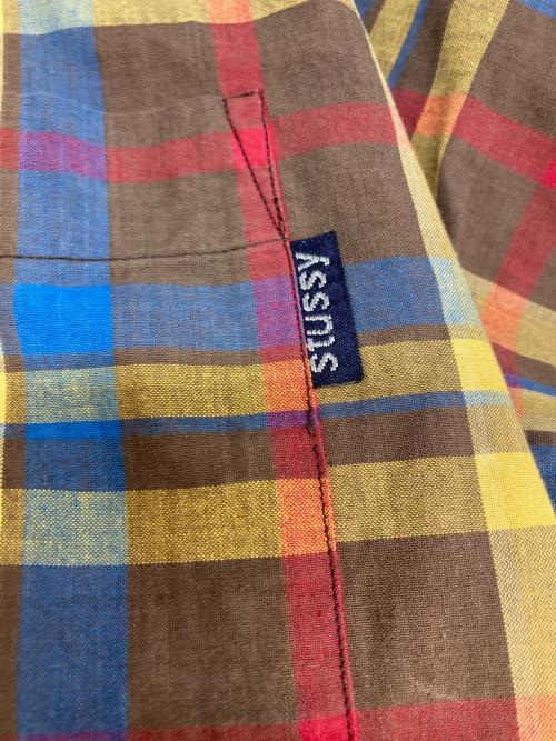 stussy（ステューシー）stussy (ステューシー) 紺タグ　オープンカラーチェックシャツ ブラウン×イエロー サイズ:SIZE Lの古着・服飾アイテム