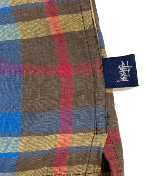 stussy（ステューシー）stussy (ステューシー) 紺タグ　オープンカラーチェックシャツ ブラウン×イエロー サイズ:SIZE Lの古着・服飾アイテム
