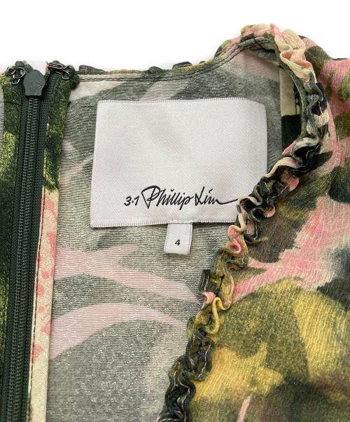 3.1 phillip lim（スリーワンフィリップリム）3.1 phillip lim (スリーワンフィリップリム) Floating Iris Ruffle Dress グリーン サイズ:SIZE 4の古着・服飾アイテム