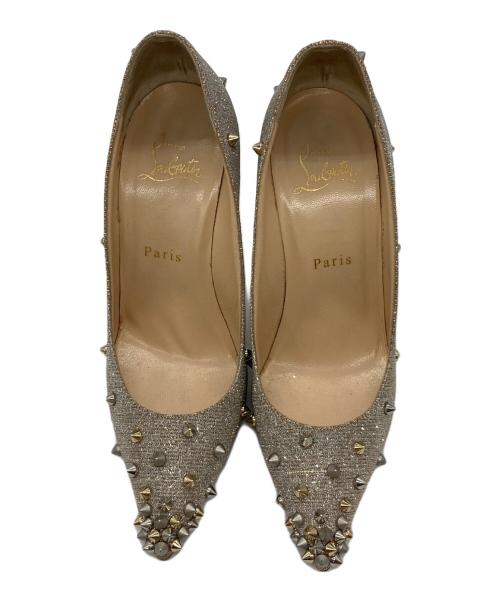 Christian Louboutin（クリスチャン・ルブタン）Christian Louboutin (クリスチャン・ルブタン) グリッタースタッズヒールパンプス シルバー サイズ:36の古着・服飾アイテム