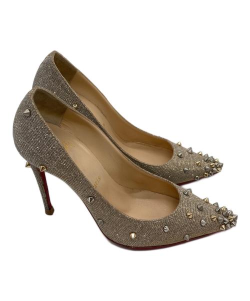 Christian Louboutin（クリスチャン・ルブタン）Christian Louboutin (クリスチャン・ルブタン) グリッタースタッズヒールパンプス シルバー サイズ:36の古着・服飾アイテム