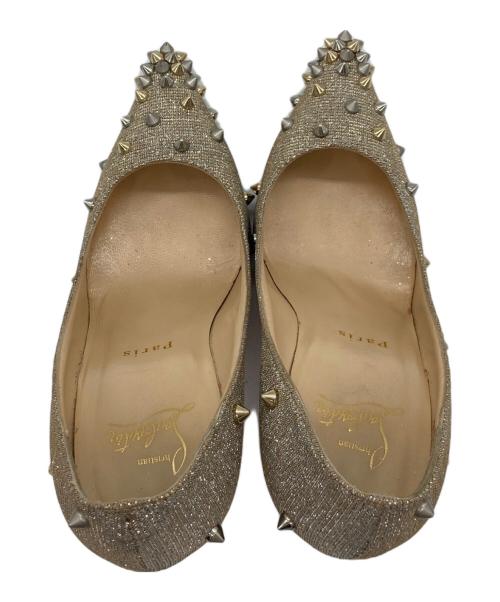 Christian Louboutin（クリスチャン・ルブタン）Christian Louboutin (クリスチャン・ルブタン) グリッタースタッズヒールパンプス シルバー サイズ:36の古着・服飾アイテム