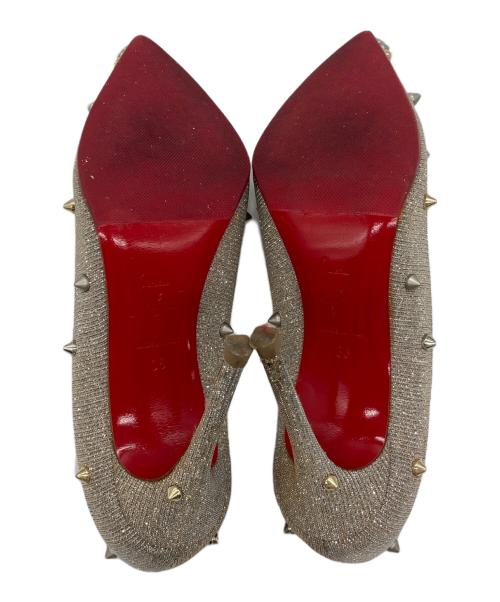 Christian Louboutin（クリスチャン・ルブタン）Christian Louboutin (クリスチャン・ルブタン) グリッタースタッズヒールパンプス シルバー サイズ:36の古着・服飾アイテム
