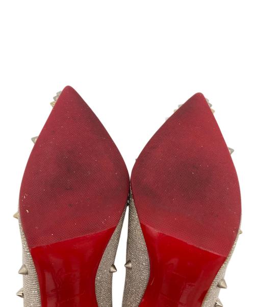 Christian Louboutin（クリスチャン・ルブタン）Christian Louboutin (クリスチャン・ルブタン) グリッタースタッズヒールパンプス シルバー サイズ:36の古着・服飾アイテム