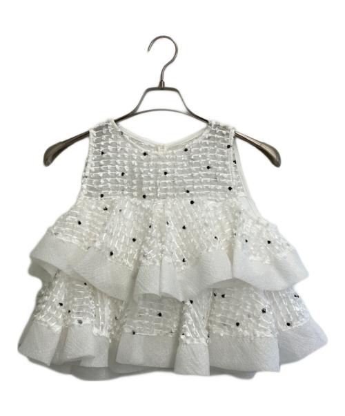 Snidel（スナイデル）Snidel (スナイデル) 26SS ラッフルジャガードボリュームブラウス ホワイト サイズ:SIZE Freeの古着・服飾アイテム