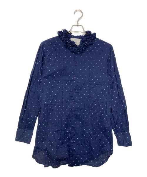 crinkle crinkle crinkle（クリンクル クリンクル クリンクル）crinkle crinkle crinkle (クリンクル クリンクル クリンクル) frill collar blouse ネイビー サイズ:Fの古着・服飾アイテム