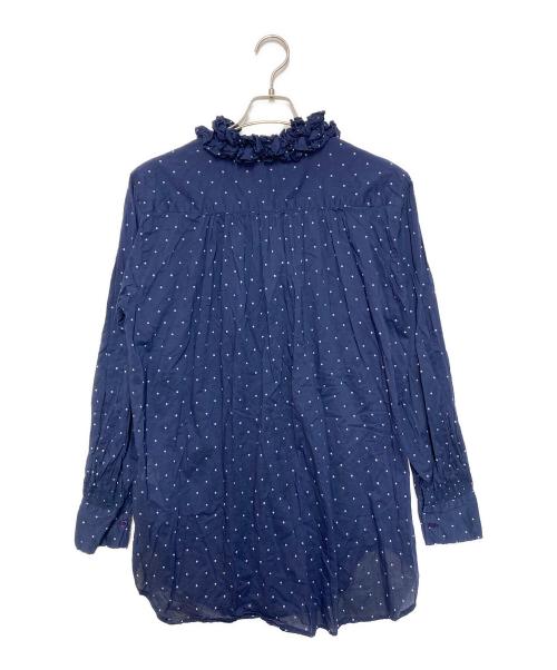 crinkle crinkle crinkle（クリンクル クリンクル クリンクル）crinkle crinkle crinkle (クリンクル クリンクル クリンクル) frill collar blouse ネイビー サイズ:Fの古着・服飾アイテム