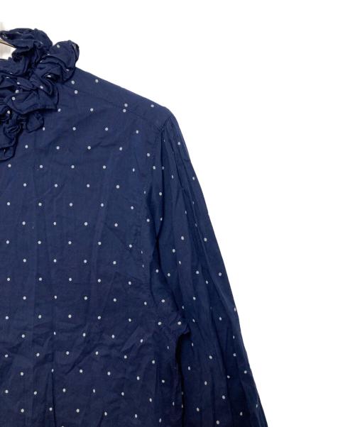 crinkle crinkle crinkle（クリンクル クリンクル クリンクル）crinkle crinkle crinkle (クリンクル クリンクル クリンクル) frill collar blouse ネイビー サイズ:Fの古着・服飾アイテム