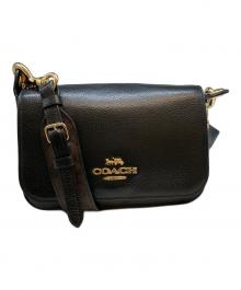 COACH（コーチ）の古着「フラップレザーショルダーバッグ」｜ブラック