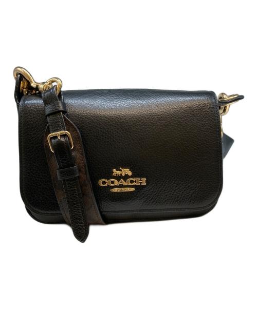 COACH（コーチ）COACH (コーチ) フラップレザーショルダーバッグ ブラックの古着・服飾アイテム