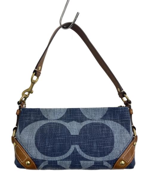 COACH（コーチ）COACH (コーチ) トーナルC カーリー デニムセミショルダーバッグ インディゴ×ブラウンの古着・服飾アイテム