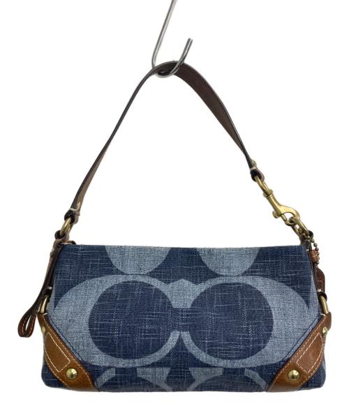 COACH（コーチ）COACH (コーチ) トーナルC カーリー デニムセミショルダーバッグ インディゴ×ブラウンの古着・服飾アイテム