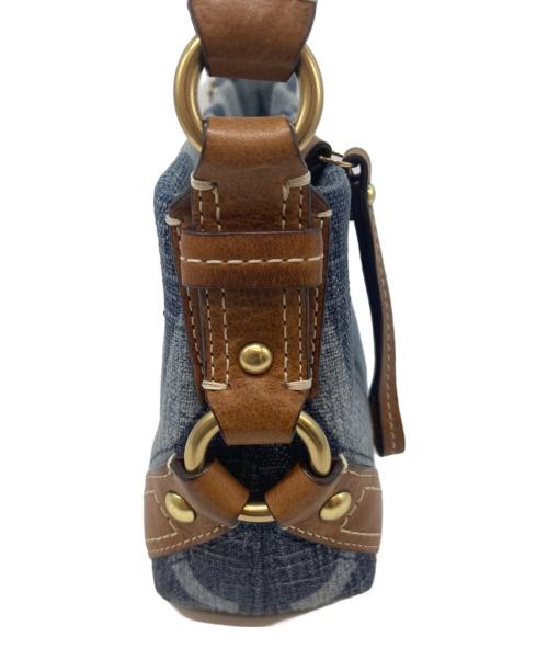 COACH（コーチ）COACH (コーチ) トーナルC カーリー デニムセミショルダーバッグ インディゴ×ブラウンの古着・服飾アイテム