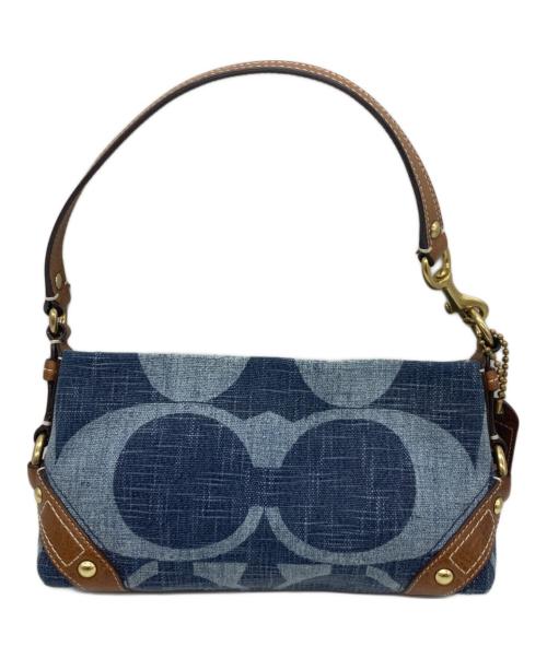 COACH（コーチ）COACH (コーチ) トーナルC カーリー デニムセミショルダーバッグ インディゴ×ブラウンの古着・服飾アイテム