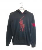 POLO RALPH LAURENポロ・ラルフローレン）の古着「ビッグポニーステッチニットパーカー」｜ブラック