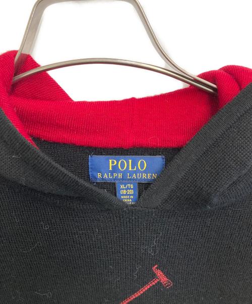 POLO RALPH LAUREN（ポロ・ラルフローレン）POLO RALPH LAUREN (ポロ・ラルフローレン) ビッグポニーステッチニットパーカー ブラック サイズ:XLの古着・服飾アイテム
