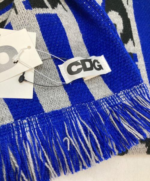 CDG（シーディージー）CDG (シーディージー) ロゴジャガードマフラー ブルー 未使用品の古着・服飾アイテム