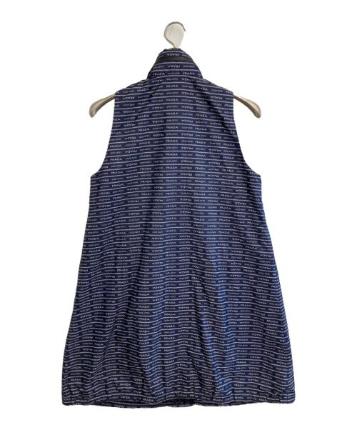 PRADA（プラダ）PRADA (プラダ) Re-Nylonノースリーブワンピース ネイビー×ホワイト サイズ:40の古着・服飾アイテム
