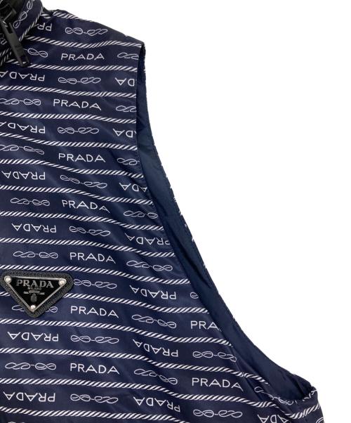 PRADA（プラダ）PRADA (プラダ) Re-Nylonノースリーブワンピース ネイビー×ホワイト サイズ:40の古着・服飾アイテム