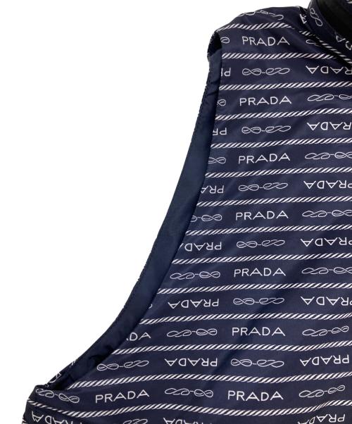 PRADA（プラダ）PRADA (プラダ) Re-Nylonノースリーブワンピース ネイビー×ホワイト サイズ:40の古着・服飾アイテム