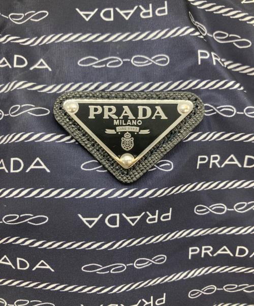 PRADA（プラダ）PRADA (プラダ) Re-Nylonノースリーブワンピース ネイビー×ホワイト サイズ:40の古着・服飾アイテム