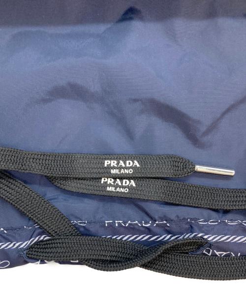 PRADA（プラダ）PRADA (プラダ) Re-Nylonノースリーブワンピース ネイビー×ホワイト サイズ:40の古着・服飾アイテム