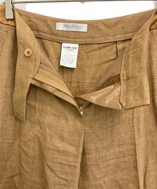 MaxMara（マックスマーラ）MaxMara (マックスマーラ) リネンワイドパンツ ブラウン サイズ:42の古着・服飾アイテム