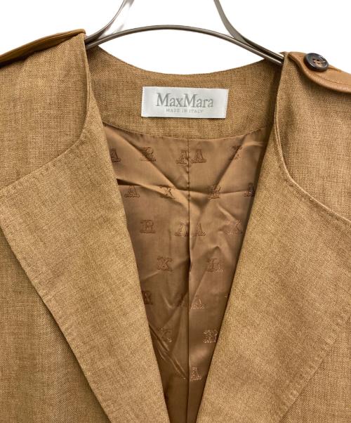 MaxMara（マックスマーラ）MaxMara (マックスマーラ) リネン レザーフラップポケットベスト ベージュ サイズ:40の古着・服飾アイテム