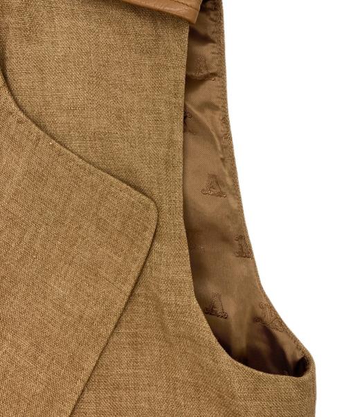 MaxMara（マックスマーラ）MaxMara (マックスマーラ) リネン レザーフラップポケットベスト ベージュ サイズ:40の古着・服飾アイテム