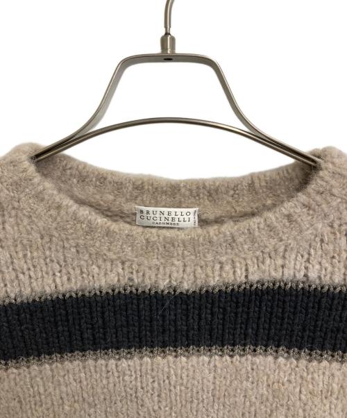 BRUNELLO CUCINELLI（ブルネロクチネリ）BRUNELLO CUCINELLI (ブルネロクチネリ) 半袖ニット ベージュ×ブラック サイズ:SIZE Mの古着・服飾アイテム