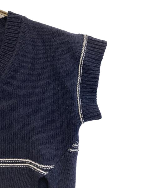 MARNI（マルニ）MARNI (マルニ) Logo Virgin Wool V Neck Sweater ネイビー サイズ:SIZE Sの古着・服飾アイテム