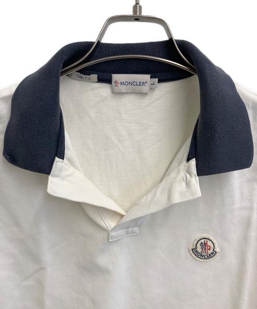 MONCLER（モンクレール）MONCLER (モンクレール) ポロシャツ ホワイト サイズ:SIZE Lの古着・服飾アイテム
