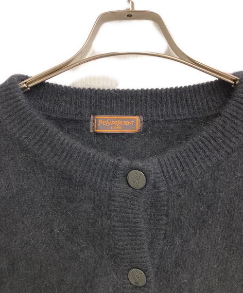 Yves Saint Laurent（イヴサンローラン）Yves Saint Laurent (イヴサンローラン) アンゴラ混丸首カーディガン ブラック サイズ:SIZE Mの古着・服飾アイテム