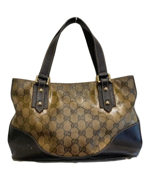 GUCCI（グッチ）GUCCI (グッチ) ハンドバッグ ベージュ・ダークブラウンの古着・服飾アイテム