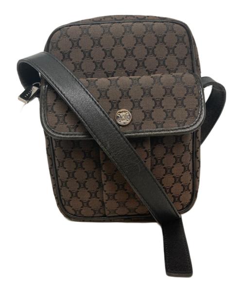 CELINE（セリーヌ）CELINE (セリーヌ) マカダム ミニショルダーバッグ ブラウン×ブラックの古着・服飾アイテム