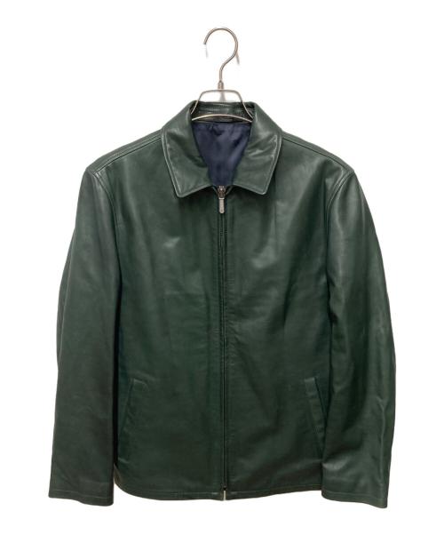dunhill（ダンヒル）dunhill (ダンヒル) カーフスキンレザージャケット グリーン サイズ:SIZE OMの古着・服飾アイテム