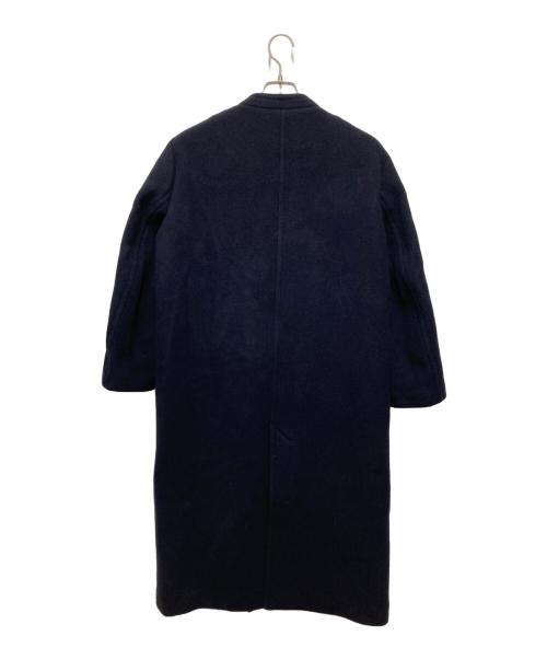 near.nippon（ニアーニッポン）near.nippon (ニアーニッポン) ノーカラーダブルボタンロングコート ネイビー サイズ:Freeの古着・服飾アイテム