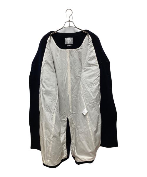 near.nippon（ニアーニッポン）near.nippon (ニアーニッポン) ノーカラーダブルボタンロングコート ネイビー サイズ:Freeの古着・服飾アイテム
