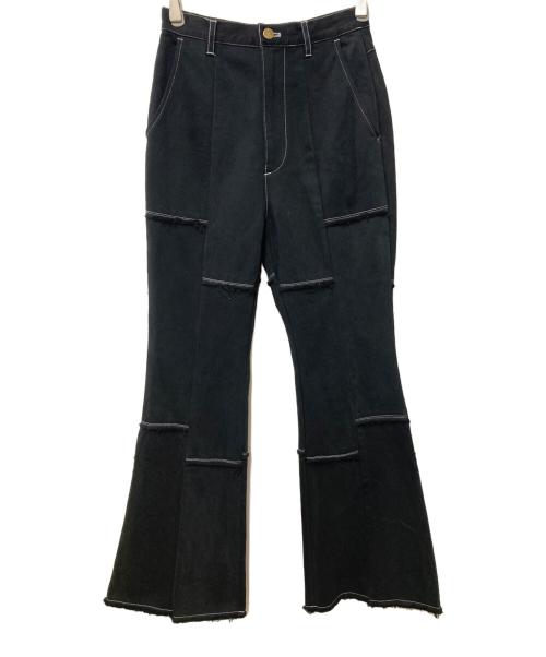 MALION VINTAGE（マリオンヴィンテージ）MALION VINTAGE (マリオンヴィンテージ) パッチワークフレアパンツ ブラック サイズ:25の古着・服飾アイテム