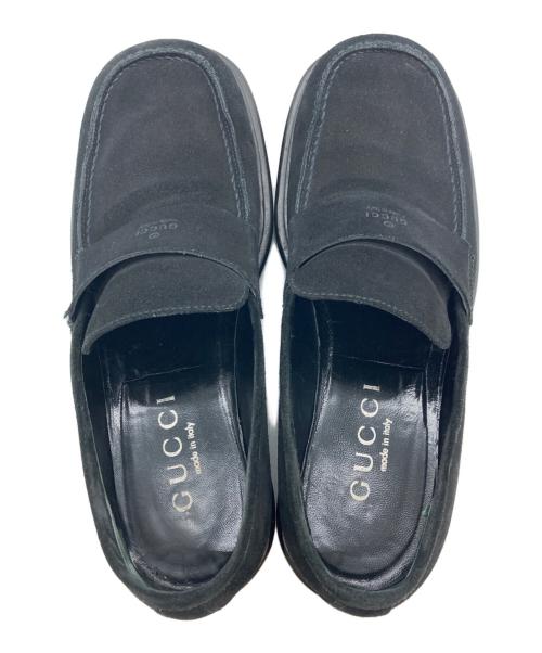 GUCCI（グッチ）GUCCI (グッチ) スウェードスクエアトゥローファー ブラック サイズ:42の古着・服飾アイテム