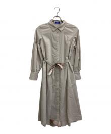 BLUE LABEL CRESTBRIDGE（ブルーレーベルクレストブリッジ）の古着「ベルテッドワンピース」｜ベージュ