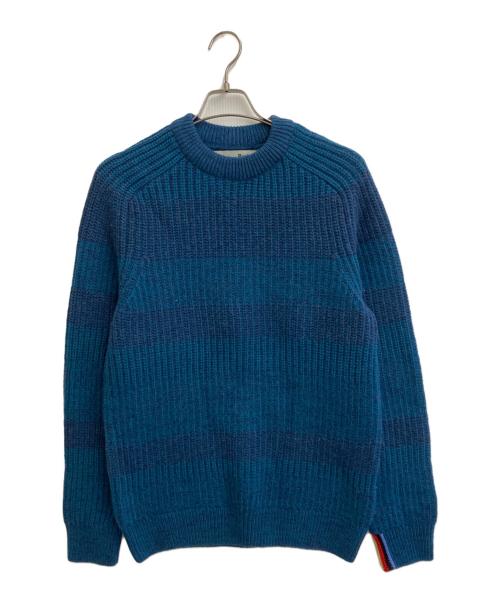 PAUL SMITH（ポールスミス）Paul Smith (ポールスミス) Barbour (バブアー) Saddleクルーネックニット ブルー サイズ:SIZE Sの古着・服飾アイテム