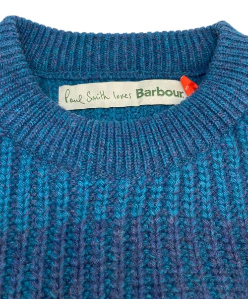 PAUL SMITH（ポールスミス）Paul Smith (ポールスミス) Barbour (バブアー) Saddleクルーネックニット ブルー サイズ:SIZE Sの古着・服飾アイテム