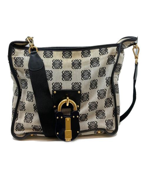 LOEWE（ロエベ）LOEWE (ロエベ) アナグラムショルダーバッグ ブラック×ライトグレーの古着・服飾アイテム
